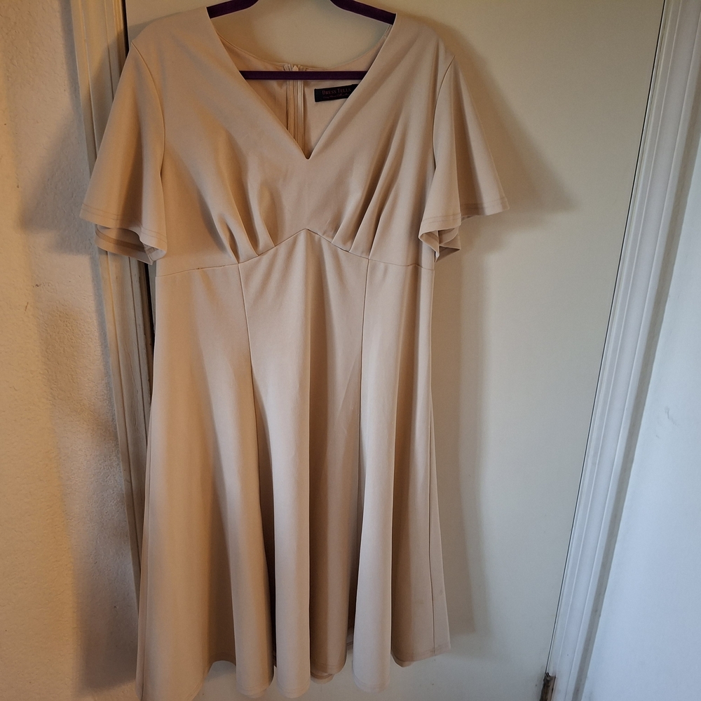 Elegant Cream V-Neck Dress